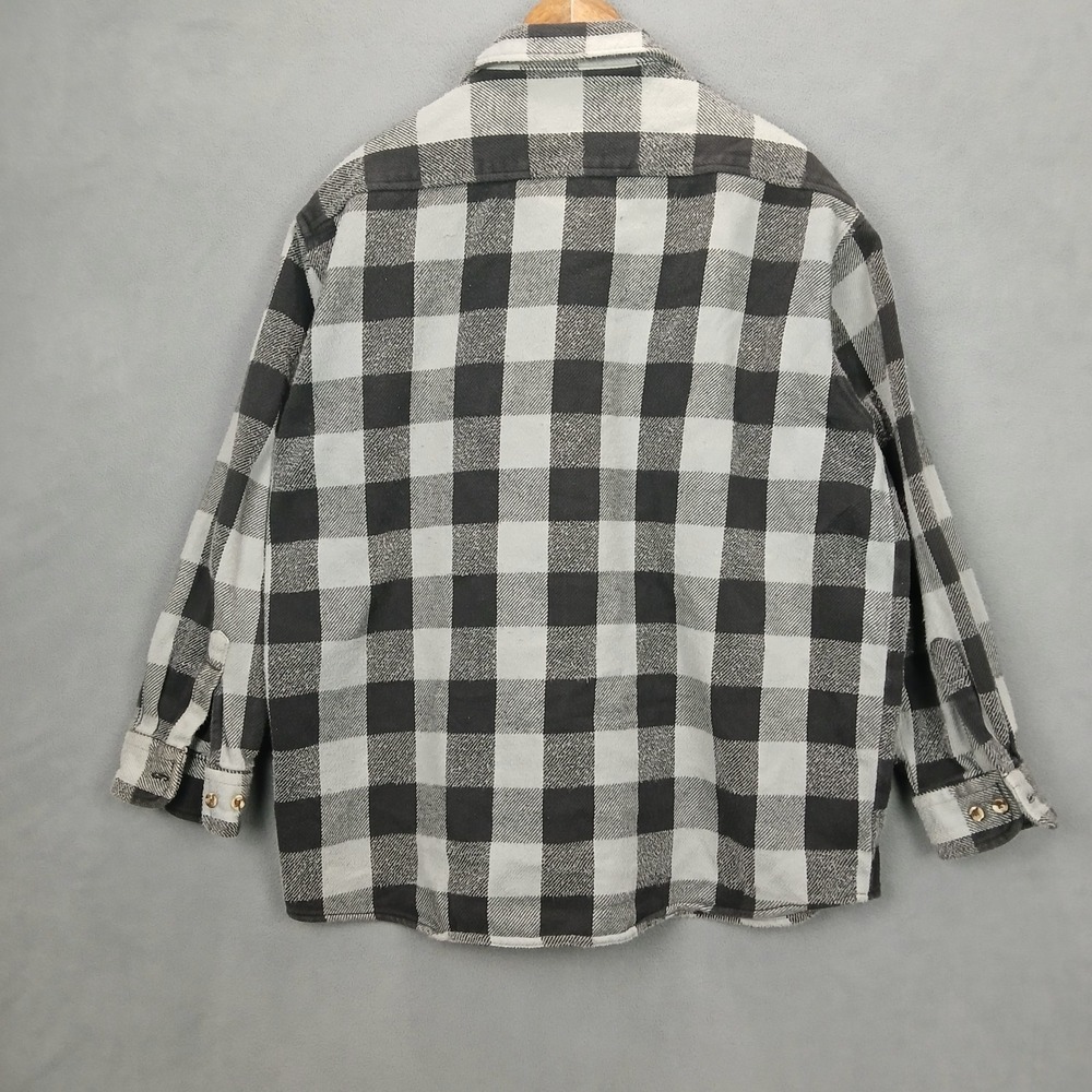 Williams Bay Flannel Shirt Mens Light Gray Black Plaid‎ Chest Pocket Button Up - Picture 8 of 8
